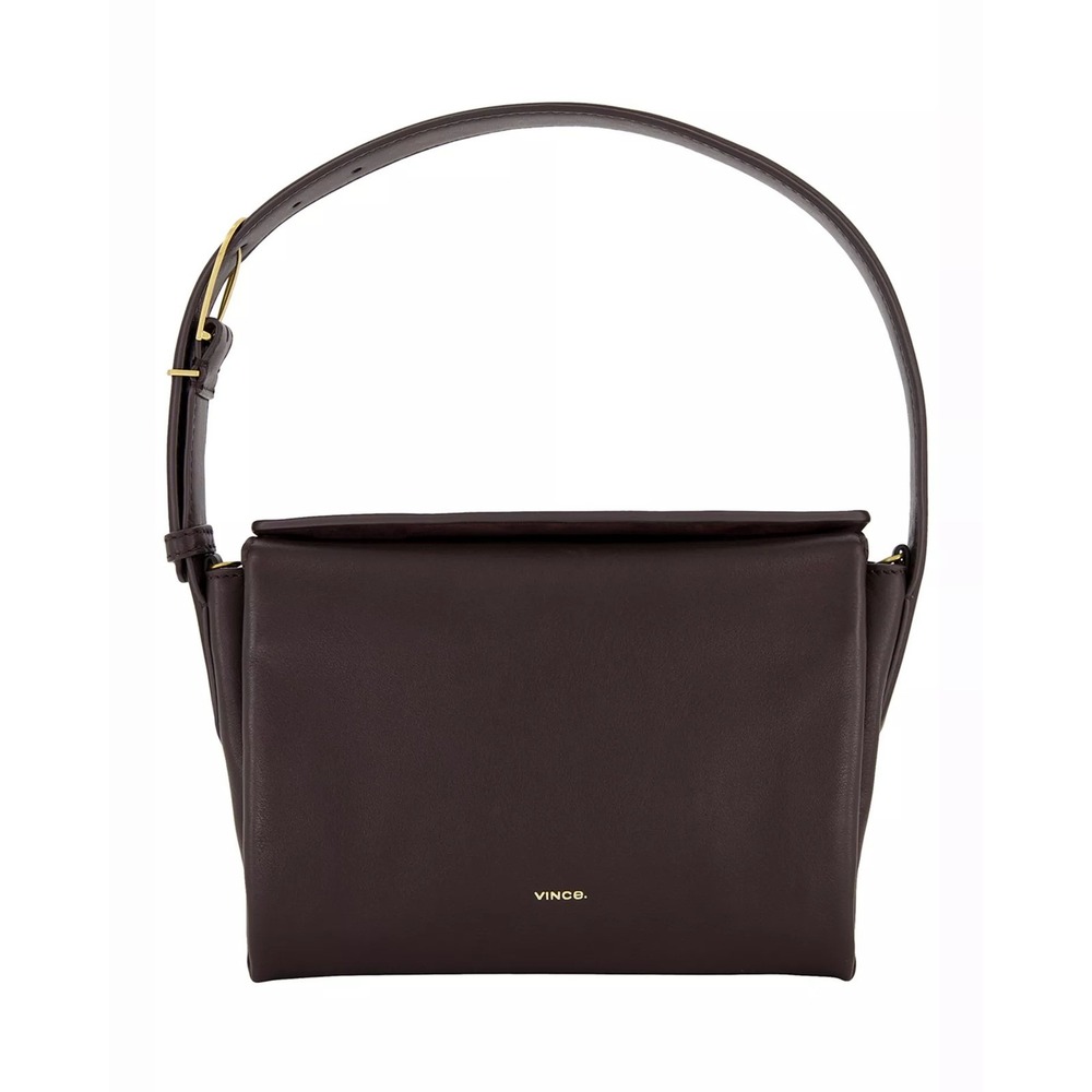 Vince Sidney Boxy Cacao Brown Leather & Gold Hardware Handbag, BNWT